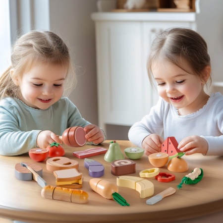 Set joaca taierea alimentelor din lemn 4 in 1