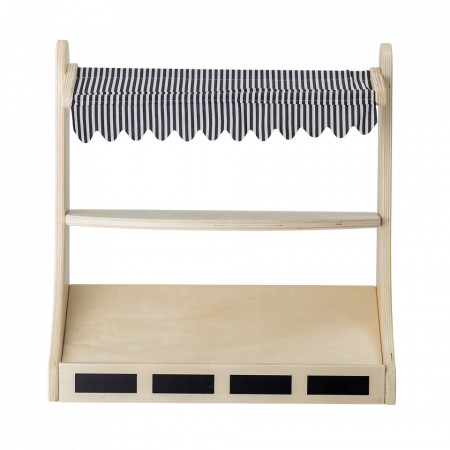 Stand de joaca din placaj si bumbac Grocery Store Bloomingville Mini Dimensiuni: - Lungime: 39,5 cm - Latime: 18 cm - Inaltime: 41 cm Material: placaj, bumbac si fier Varsta recomandata: +2 ani.