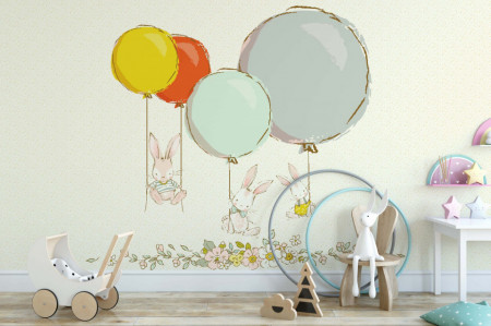 Tapet Bunnies with Balloons