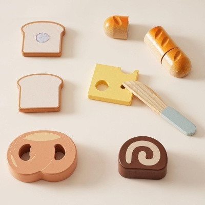 Set alimente mic dejun din lemn velcro