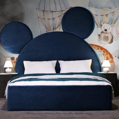 Pat copii tapitat Premium Minnie Dark Blue 120x200