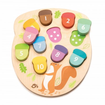 Puzzle educativ Numărăm ghinde, din lemn premium