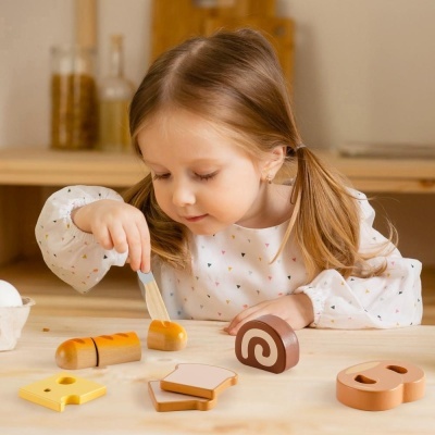 Set alimente mic dejun din lemn velcro