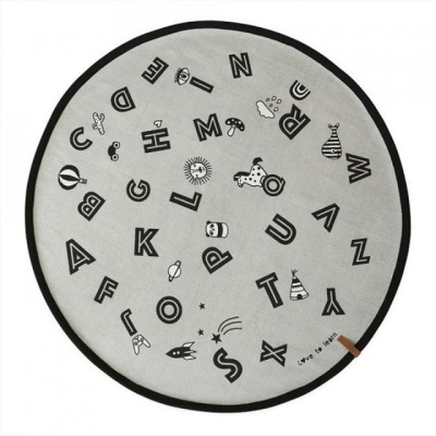 Covor copii gri rotund 120 cm Alfabet