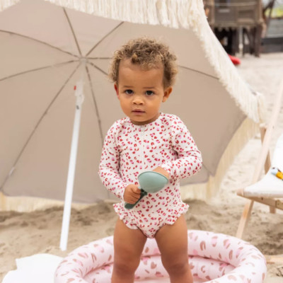 Costum de baie cu maneca lunga UPF 50+ Leopard Pink