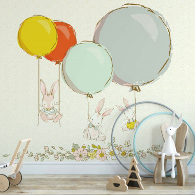Tapet Bunnies with Balloons