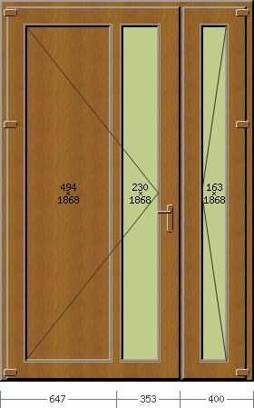Portoncino PVC Rehau, 2 ante, modello ROMA, colore quercia dorata o noce, 1400 x 2100, completa, pronta per montaggio, 2 ANTE