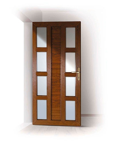 Portoncino entrata PVC Rehau, 1 anta, 950 x 2100, con modello, colore legno standard - Img 2