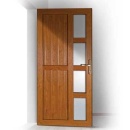 Portoncino entrata PVC Rehau, 1 anta, 900 x 2050, con modello, colore legno non standard