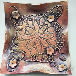 Platou ceramic patrat 19 cm maro-handmade