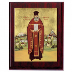 Sfântul Nicolae - Icoana metal pe lemn 20x25 cm