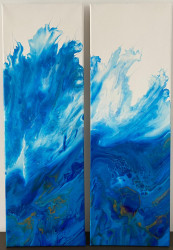 Tablou canvas abstract-albastru-pictura in vopsea acril 2 x 20/60