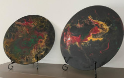 Tablou abstract pe disc Canvas -Univers in culori - pictura in vopsea acril