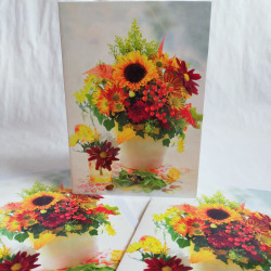 Felicitare 15,5 x 11cm-buchet floarea soarelui și crizanteme