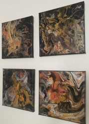 Tablou canvas abstract-Univers in culori -pictura in vopsea acril 4 x 20/20