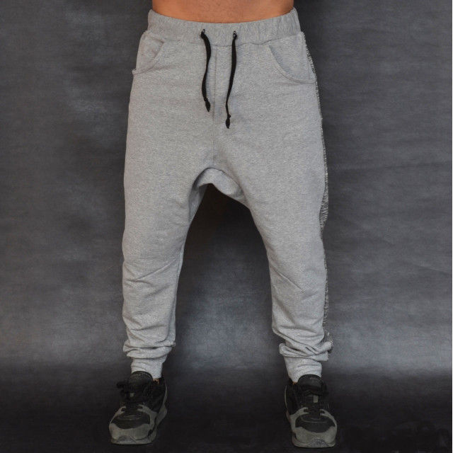 Men s Light grey joggers drop crotch sweat pants FALL SPRING