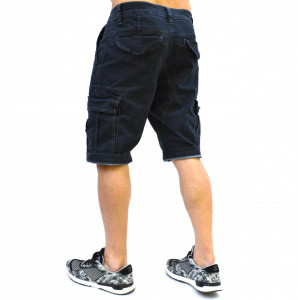PANTALONI SCURȚI BLUGI ALBAȘTRI PENTRU BĂRBAȚI CU BUZUNARI LATERALI - Img 3