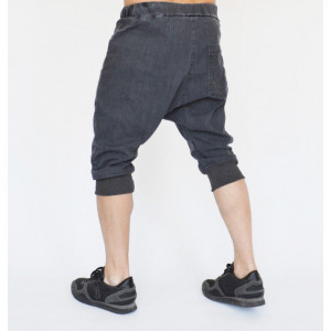 Men's denim drop crotch shorts front pockets - Img 2