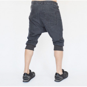 Men's denim drop crotch shorts front pockets - Img 3