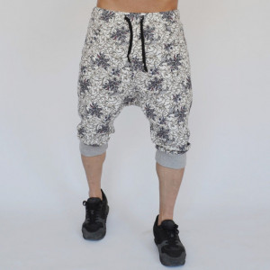 Men's Floral Motifs joggers drop crotch sweat shorts