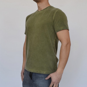 TRICOU KHAKI DE BĂRBAT CU ALBIRE PE CUSĂTURI - Img 2