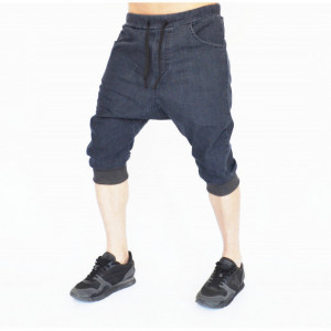 Men's Grey denim drop crotch shorts - Img 2