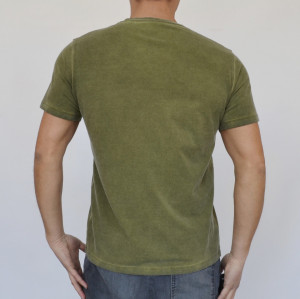 TRICOU KHAKI DE BĂRBAT CU ALBIRE PE CUSĂTURI - Img 3