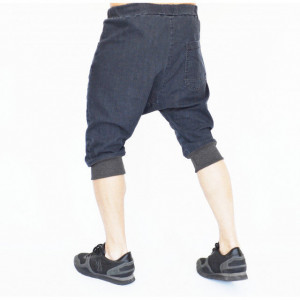 Men's Grey denim drop crotch shorts - Img 3