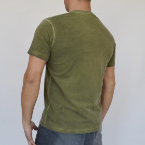 TRICOU KHAKI DE BĂRBAT CU ALBIRE PE CUSĂTURI - Img 4
