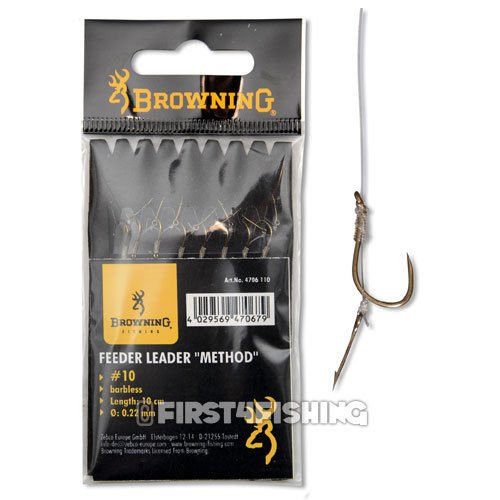 Carlige Legate Browning Barbless No.14 10cm 0.18mm Pin Feeder Leader Method