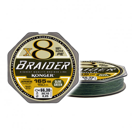 Fir Textil Konger Braider X8 0.12mm 11.8kg 150m Olive Green