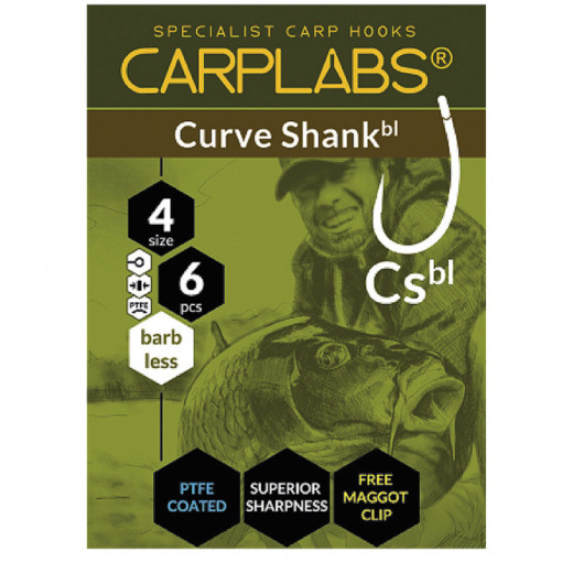 Carlig Konger Carplabs® Curve Shank Barbless No.4 Titanium Grey Ringed 6buc