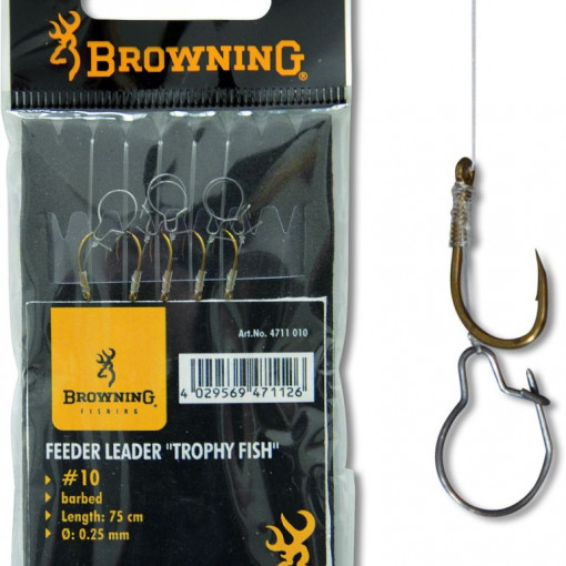 Carlige Legate Browning No.10 75cm 0.25mm Feeder Leader Trophy Fish