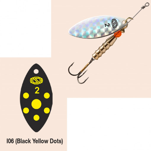 Rotativa 1 4gr Swimy Inline Spinner Willow I01 Black Yellow Dots
