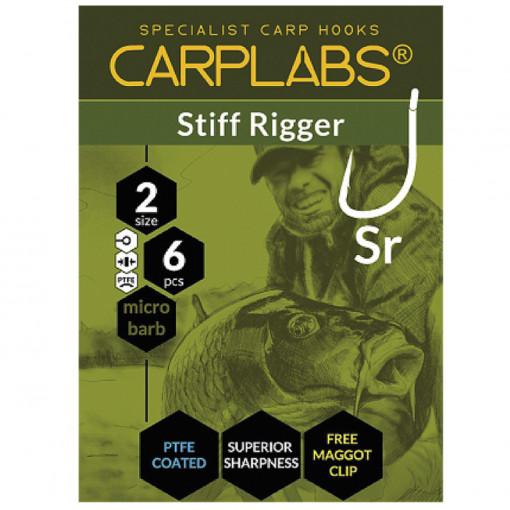 Carlig Konger Carplabs® Stiff Rigger No.4 Titanium Grey Ringed 6buc
