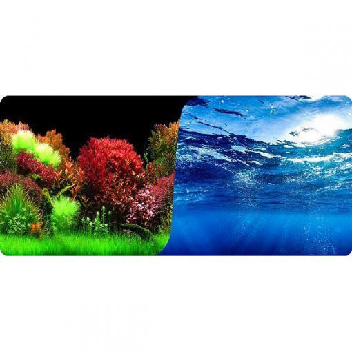Tapet acvariu cu 2 fețe 40 cm X 100 cm model landscape olandez & albastru deep marin