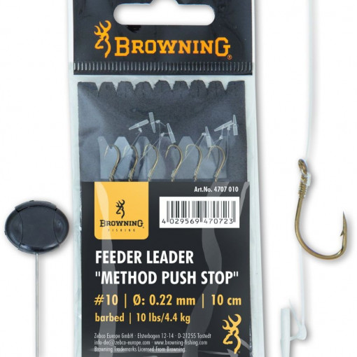 Carlige Legate Browning No.10 10cm 0.22mm Feeder Leader Method Push Stop