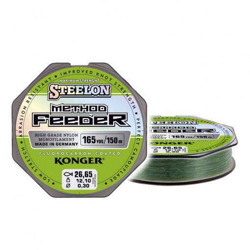 Fir Konger Steelon Method Feeder Fluorocarbon Coated 0.30mm 12.1kg 150m Verde