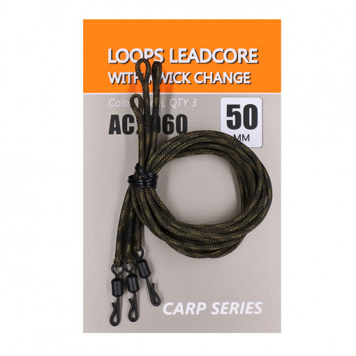 Loops Leadcore Orange cu Agrafa Quick Change 50cm 3buc