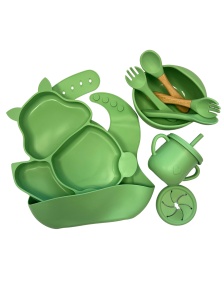 Set masă bebeluși din silicon Verde– 10 piese esențiale pentru diversificare - Img 2