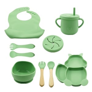 Set masă bebeluși din silicon Verde– 10 piese esențiale pentru diversificare - Img 1