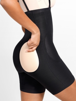 Body Modelator Push-Up Fese si Solduri Detasabil, Negru Cu Bretele si Bureti Accentuarea Formelor - Img 8
