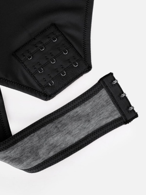 Body Tanga Modelator Dintr-o Singură Bucată, Tip Tanga cu Cupe Căptușite, Bretele Reglabile Detașabile, Talie Modelatoare, Negru - Img 5