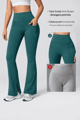 Colanti Evazati Verzi Pentru Femei, Talie Inalta, Modelatori Cu Buzunare Laterale, Perfecti Pentru Sala, Yoga, Fitness, Alergare Sau Tinute Casual De Zi - Img 9
