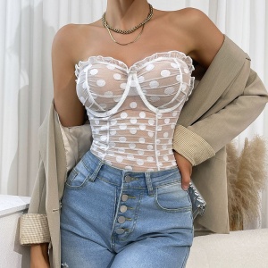 Corset Bustieră Polka Dot cu Deschidere Practică pentru Toaletă - Eleganță și Confort pentru Seri Speciale și Evenimente - Img 9