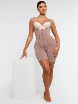 Salopeta Modelatoare Premium Faja Post Op Stage 2 – Perfecțiune în Modelare și Recuperare, Fara Sutien, Închidere cu Moș și Babă și Fermoar, Nude - Img 4