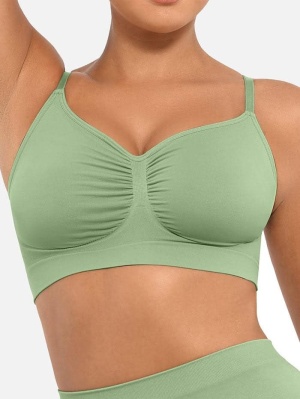 Sutien Modelator Skin Fara Cusaturi, Fara Prindere Mos si Baba, Cu Bretele Ajustabile, Culoare Verde - Img 1