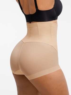 Lenjerie Modelatoare Nude / Bej cu Talie Inalta, Compresie Triplă, Cu Tije Metalice, Efect Ridicare Fese, Invizibilă Sub Rochii, Aplatizarea Abdomenului - Img 4