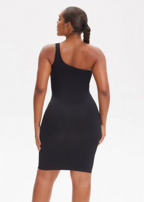 Rochie Modelatoare Scurta Cu Rochie decupată pe un umăr, rochie fără mâneci, Compresie Medie Ptr un Abdomen Strâns , Culoare Neagra - Img 5