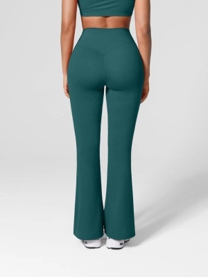 Colanti Evazati Verzi Pentru Femei, Talie Inalta, Modelatori Cu Buzunare Laterale, Perfecti Pentru Sala, Yoga, Fitness, Alergare Sau Tinute Casual De Zi - Img 4